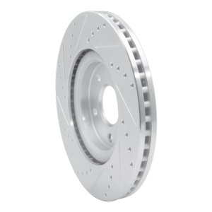 Nissan Rogue Brake Rotor (1) - Front Right - R1 Concepts - Drilled & Slotted - Silver - `14-`19